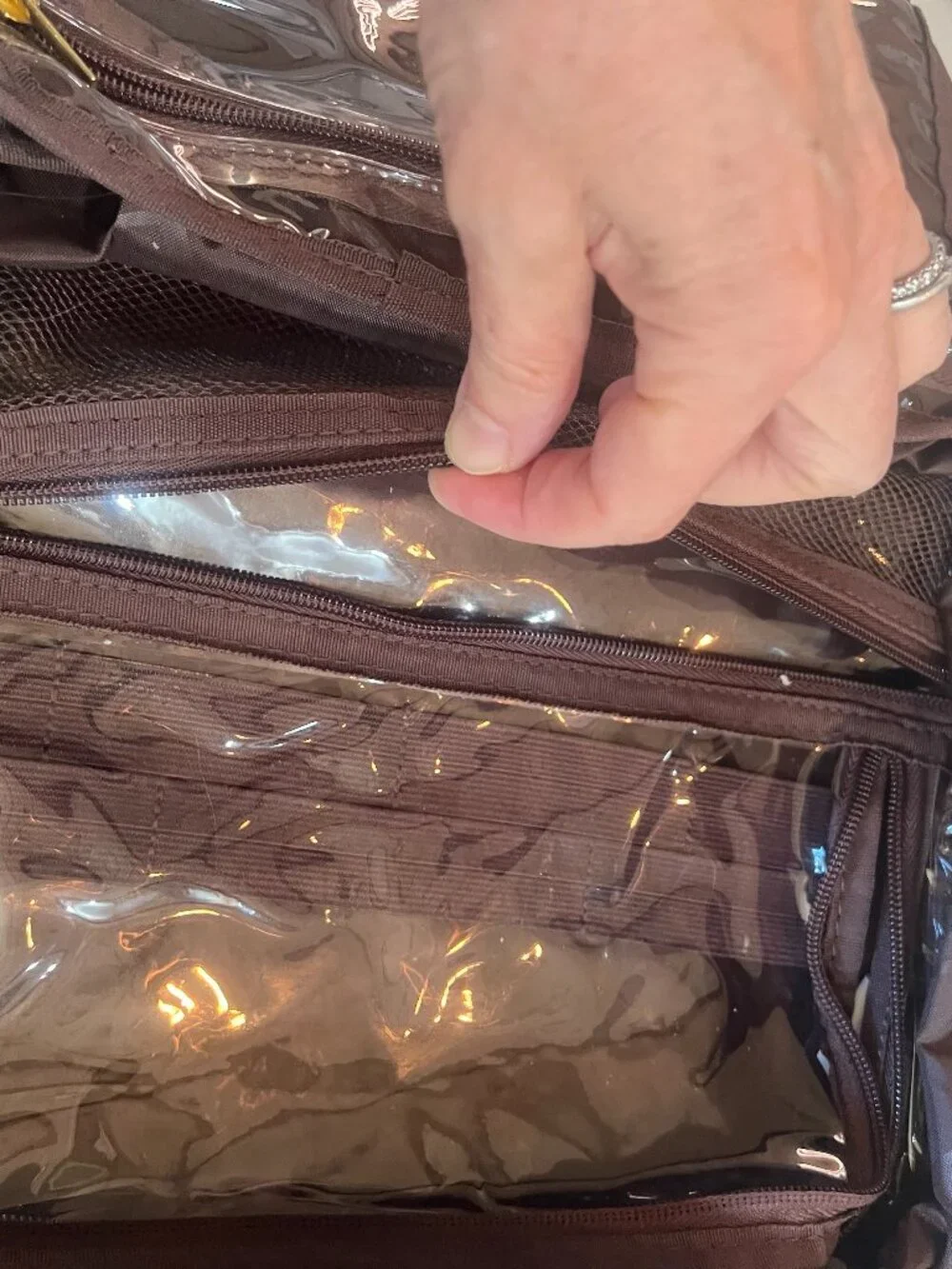 Like New Mangano Brown Hanging Cosmetic Bag
